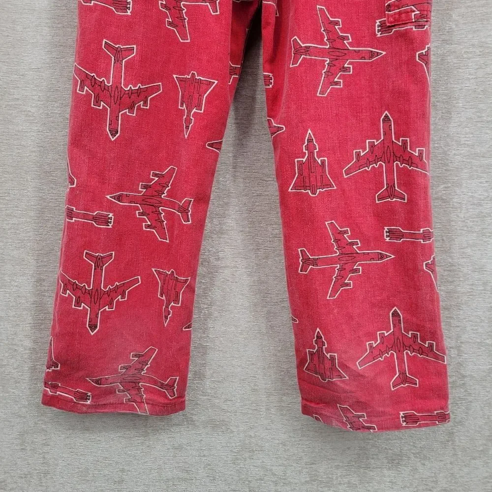 Oshkosh Vintage Vestbak Red Airplane Print Overalls Size 7